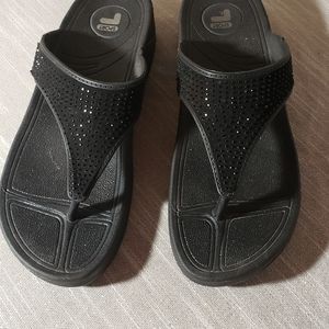 Fila Sport Wedged Flip Flops w/Bling